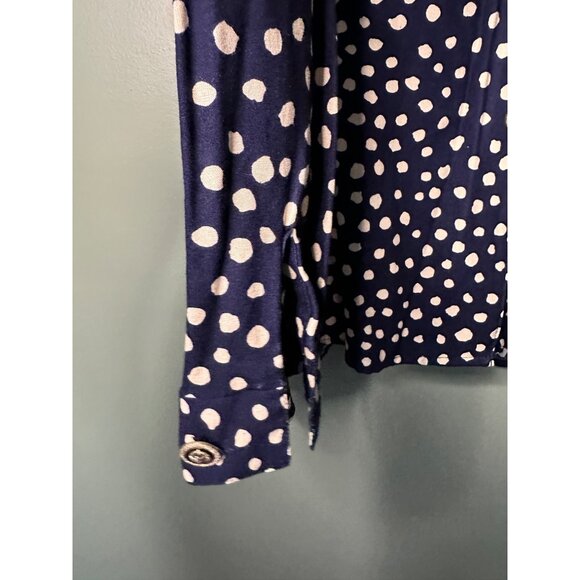 Kathy Lee 24W Navy Ivory Polka Dot Blouse Cottagecore Academia Y2K Vintage retro - Picture 3 of 7